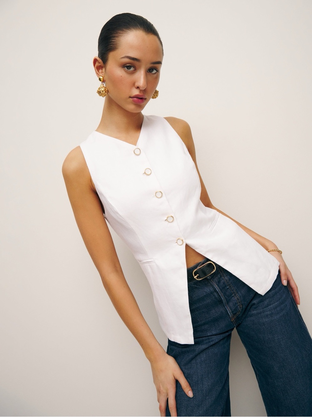 NWT Reformation Aspen Linen Top Vest - Picture 2 of 9